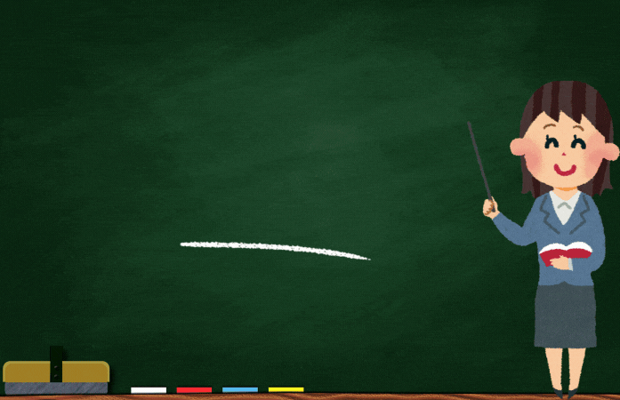  Teacher standing next to chalkboard with a pointer